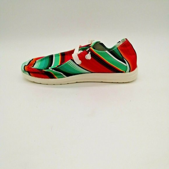 Womens Lace Up Sneakers Multicolor Stripe Canvas NEW - Picture 1 of 7